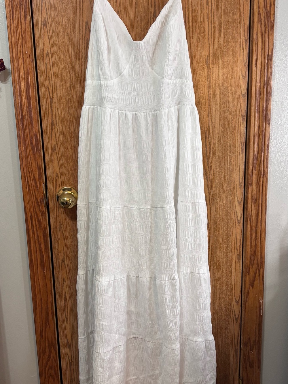 SHEIN White Textured V-Neck Maxi Dress